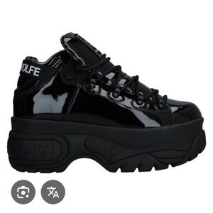 Naked Wolfe Patent Black Platform Sneakers